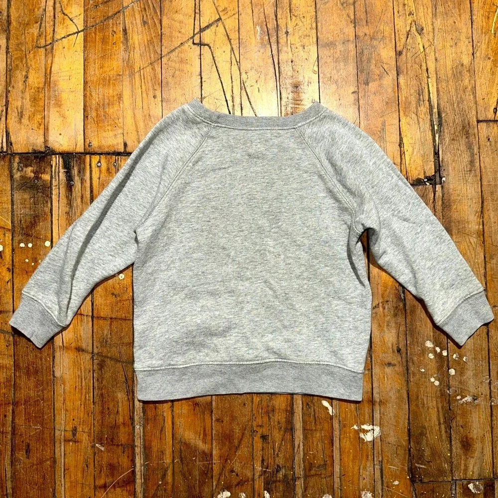 Gap Sweatshirt Kids 3Y Gray Heather Fleece Lined Long Sleeve Embroidered Logo‎
